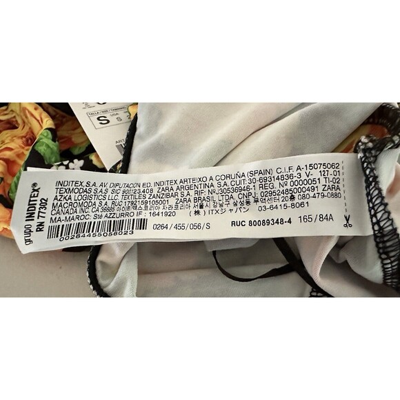 Zara Halter Top Bodysuit Size Small S Black Yellow Green Floral Twist Neck - Picture 12 of 13